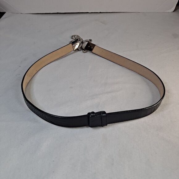 Lake Shore Drive Accessories Belt Croc Embossed Chain Black Leather Women's M - Picture 3 of 10